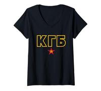 Mujer Funny KGB | Unión Soviética URSS | Rusia Política Camiseta Cuello V