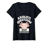 Mujer Funny Kids Axolotl Questions Stay Curious Camiseta Cuello V