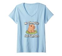 Mujer Funny Kids Kawaii Meme Chill No Thoughts Just Capybara Vibes Camiseta Cuello V