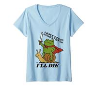 Mujer Funny Knight I Have to Say Weird Stuff Or I'Ll Die Frog Camiseta Cuello V