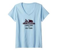 Mujer Funny Lawn Care is Self Care Lawnmower Humor Camiseta Cuello V