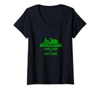 Mujer Funny Lawn Care is Self Care Lawnmower Humor Camiseta Cuello V