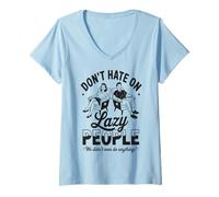 Mujer Funny Lazy People Don't Hate We Did Nothing Retro Humor Perezoso Camiseta Cuello V