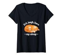 Mujer Funny Live Laugh Leave Me Alone Nap Sleep Orange Tabby Lover Camiseta Cuello V