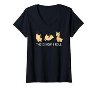 Mujer Funny Llama This Is How I Roll Animal Lover Niños Niñas Niños Camiseta Cuello V