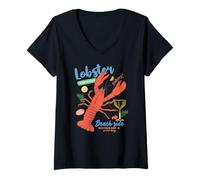Mujer Funny Lobster Crawfish Vintage Lobster Camiseta Cuello V