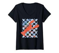 Mujer Funny Lobster Crawfish Vintage Lobster Camiseta Cuello V