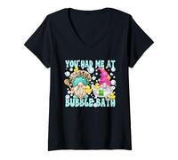 Mujer Funny Love Quote Bubble Bath Valentines GNOME Couple Camiseta Cuello V