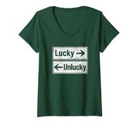 Mujer Funny Lucky - Dirección de Flecha desafortunada Camiseta Cuello V