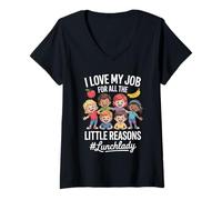 Mujer Funny Lunchlady I Love My Job Little Reasons Humor Dicho Camiseta Cuello V