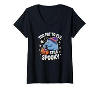 Mujer Funny Manatee Too Fat To Fly Still Spooky Camiseta Cuello V