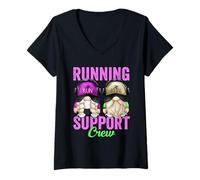 Mujer Funny Marathon Runner GNOME For Teacher Running Support Crew Camiseta Cuello V