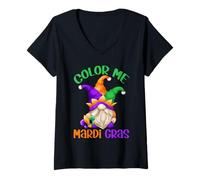 Mujer Funny Mardi Gras Quote For Women and Men with Carnival GNOME Camiseta Cuello V