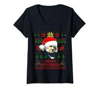 Mujer Funny Martin Presidente Van Buren Navidad Parodia Holiday Camiseta Cuello V