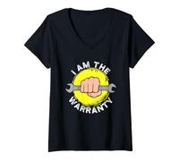 Mujer Funny Mechanic I Am The Warranty Piezas rotas para Camiones Diesel Camiseta Cuello V