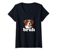 Mujer Funny Meme Bruh Kids Red Australian Shepherd Lover Camiseta Cuello V