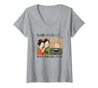 Mujer Funny Meme, Japanese Geisha Version. Woman Yelling at a Cat Camiseta Cuello V