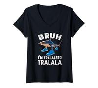Mujer Funny Meme Lazy Halloween Costume Bruh I'm Tralalero Tralala Camiseta Cuello V