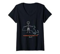 Mujer Funny Mens Massachusetts, MA Boys Mass. Recuerdo Camiseta Cuello V