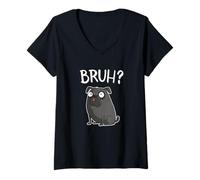 Mujer Funny Mens Womens Kids Cartoon Bruh Pug Dog Lover Camiseta Cuello V