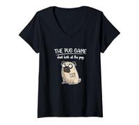 Mujer Funny Mens Womens Kids Cartoon Pug Game Pug Dog Lover Camiseta Cuello V