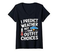 Mujer Funny Meteorologist Pronóstico del Tiempo Tornado Meteorología Camiseta Cuello V