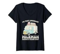 Mujer Funny Milk Man Disfraz Comedia Profesión Humor Broma Camiseta Cuello V