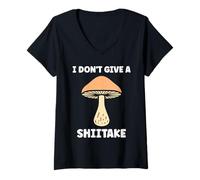 Mujer Funny Minimalist Mushroom Simple i Don't Give a Shiitake Camiseta Cuello V
