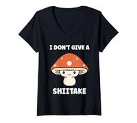 Mujer Funny Minimalist Mushroom Simple i Don't Give a Shiitake Camiseta Cuello V