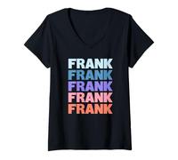 Mujer Funny Modern Repeated Text Design First Name Frank Camiseta Cuello V