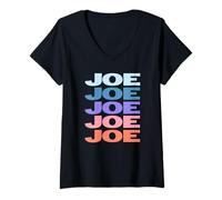 Mujer Funny Modern Repeated Text Design First Name Joe Camiseta Cuello V