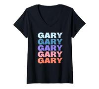 Mujer Funny Modern Repetitive Text Design First Name Gary Camiseta Cuello V