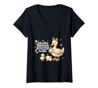 Mujer Funny Mom Just a Mom Trying to Keep Her Ducks Humor Camiseta Cuello V
