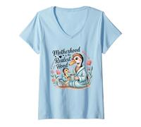 Mujer Funny Motherhood Is The Realest Hood Día de la Madre Goose Mom Camiseta Cuello V