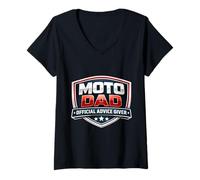 Mujer Funny Moto Dad Consejos Oficiales Dador Motocross Día del Padre Camiseta Cuello V