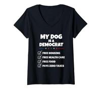 Mujer Funny My Dog is A Democrat Free Housing Humor Men Women Camiseta Cuello V
