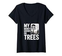 Mujer Funny My Money Grows On Trees Diciendo Gráfico Camiseta Cuello V