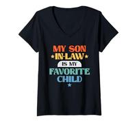 Mujer Funny My Son In-Law Favorite Child Retro Family Joke Camiseta Cuello V