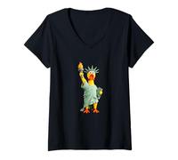 Mujer Funny New York City Statue of Liberty Yellow Rubber Duck Camiseta Cuello V
