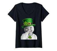 Mujer Funny Niche Baby Gen z Meme Giggling AI Laughing St. Patrick Camiseta Cuello V