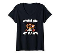 Mujer Funny Night Owl Coffee Wake Me At Dawn Morning Sarcasm Camiseta Cuello V