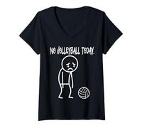 Mujer Funny No Volleyball Today Sad Boring Stickman Sport Lovers Camiseta Cuello V