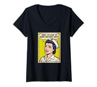 Mujer Funny Nurse I'D Love To Work Otro Turno Pop Art Sarcástico Camiseta Cuello V