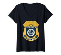 Mujer Funny Official Dad Tax Food Inspection Service Badge Camiseta Cuello V