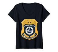 Mujer Funny Official Dad Tax Food Inspection Service Badge Camiseta Cuello V
