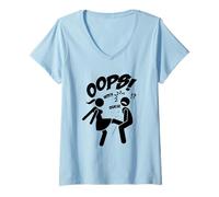 Mujer Funny Ooops Figures Stick Cartoon Fight, Girl Power Graphic Camiseta Cuello V