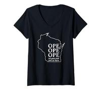 Mujer Funny Ope Wisconsin State Map Abierto Just Gonna Sneak Past You Camiseta Cuello V