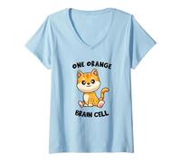 Mujer Funny Orange Cat - Una célula cerebral naranja Camiseta Cuello V