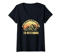 Mujer Funny Outdoor Outside Dad Joke I'm Outstanding Camiseta Cuello V
