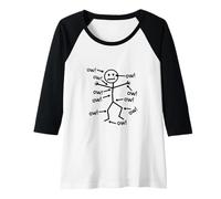 Mujer Funny OW OW OW OW Saying Body Pain Character Humor Sarcastic Camiseta Manga Raglan